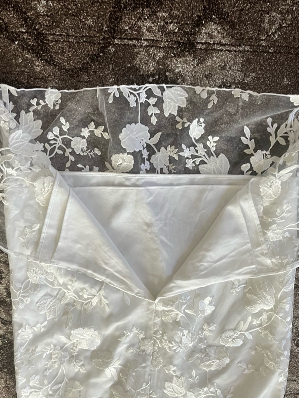 Park & Fifth Ivory Floral Lace Midi Dress with Spaghetti Straps - Picture 6 of 11